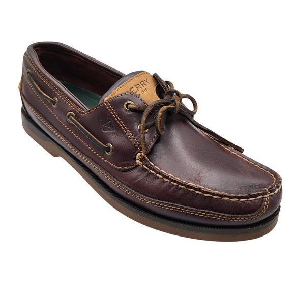Sperry Topsider Amaretto Leather Mako Canoe Moc Boat Shoe Flat Heel Men's Sz 12M - Picture 1 of 11